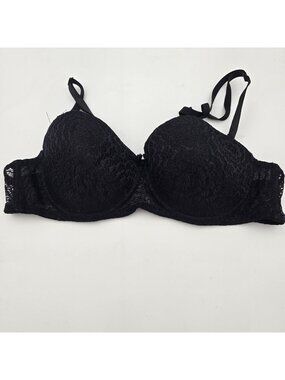 Bluxe Womens Lace Underwire Padded Black Bra 36C Soft Stretch Adjustable Straps